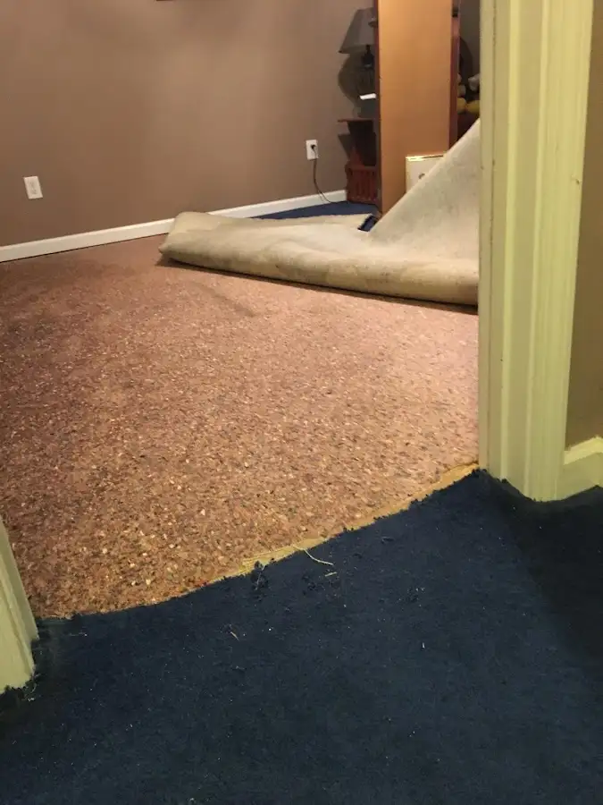 Carpet pad removal revealing water damage during Drying & Dehumidification in Wahiawa
