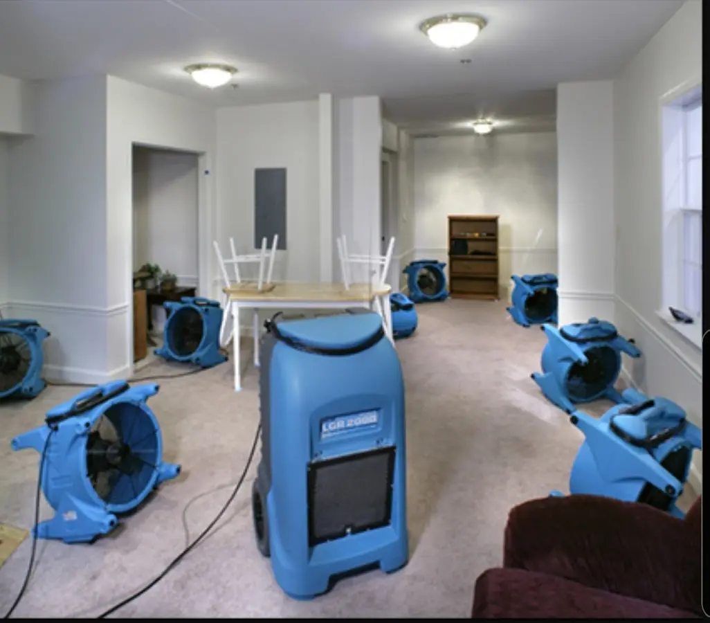 Air movers and dehumidifier setup for Water Damage Restoration in Wahiawa